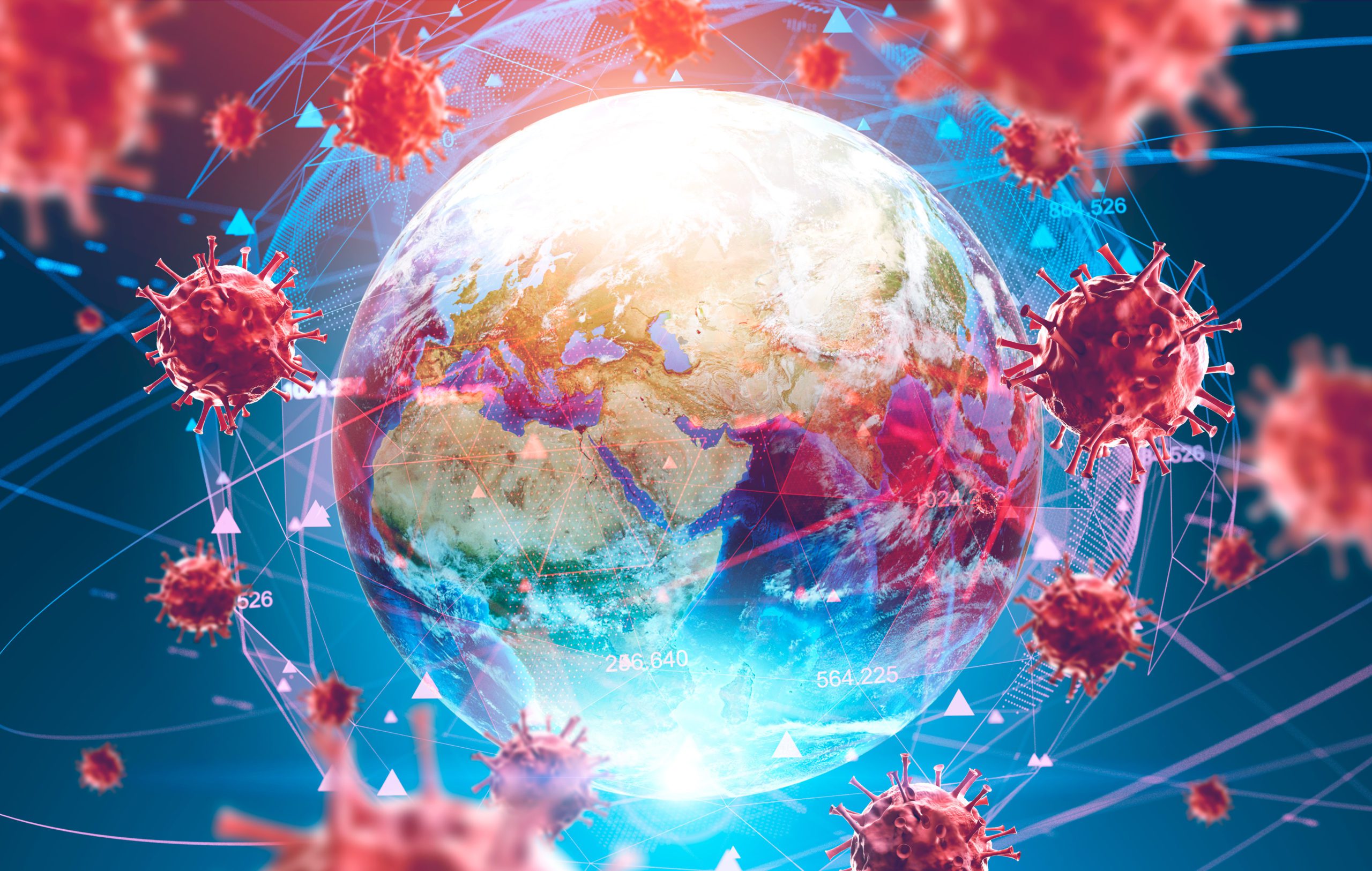 Blog - Ncov spreading concept, Earth and virus models